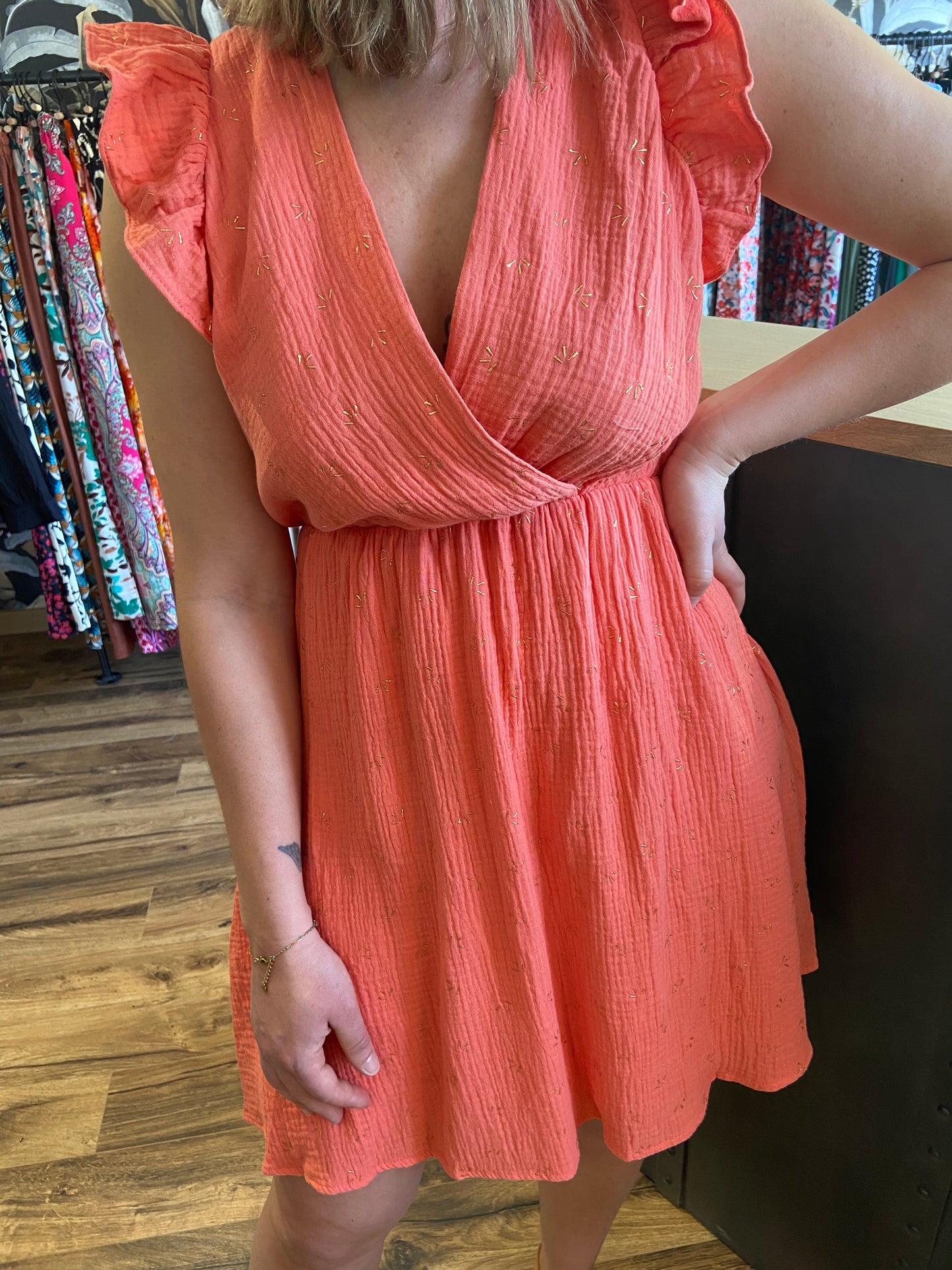 Robe courte Polin corail