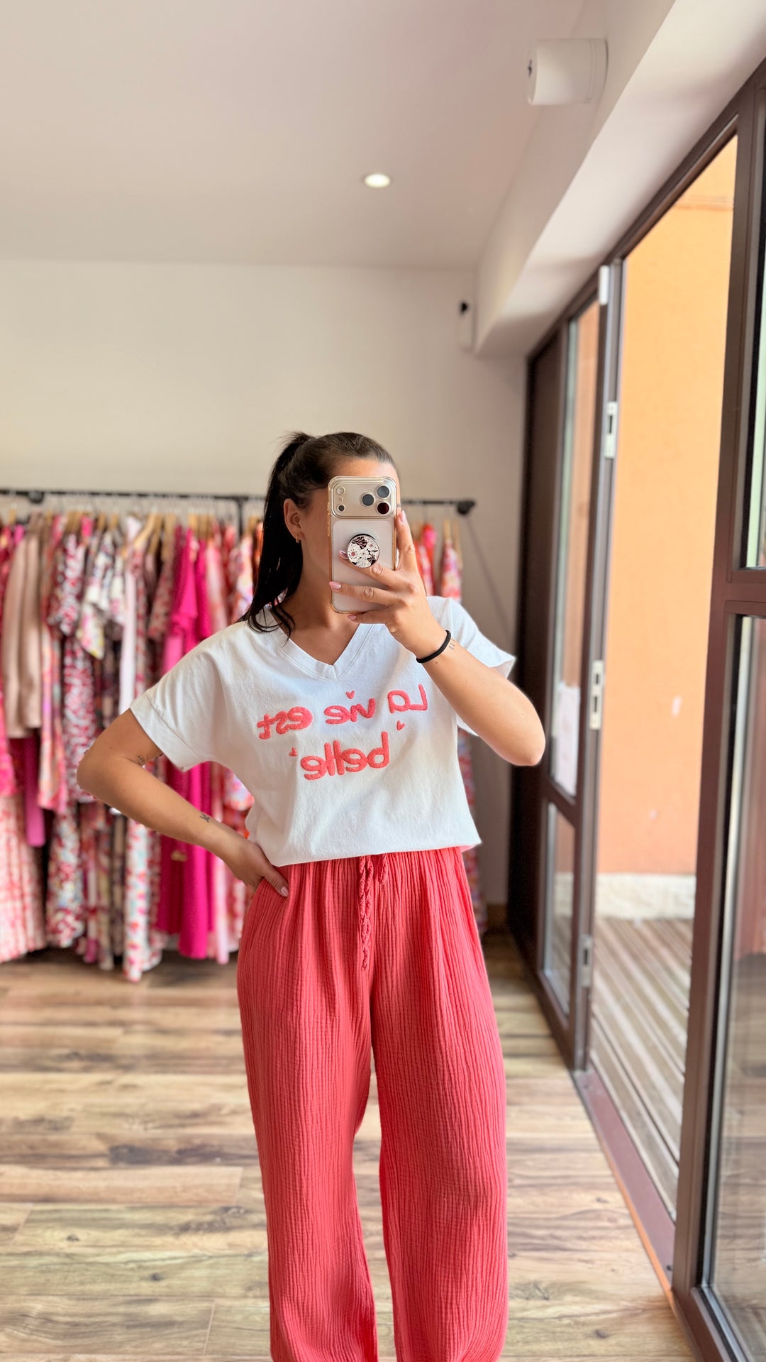 Teeshirt la vie est belle corail