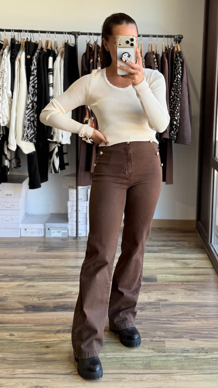 Pull fin Salomon beige