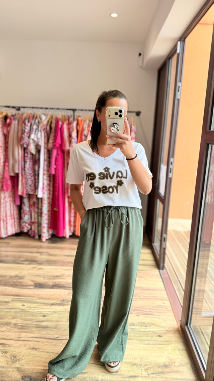 Teeshirt la vie en rose kaki CURVY