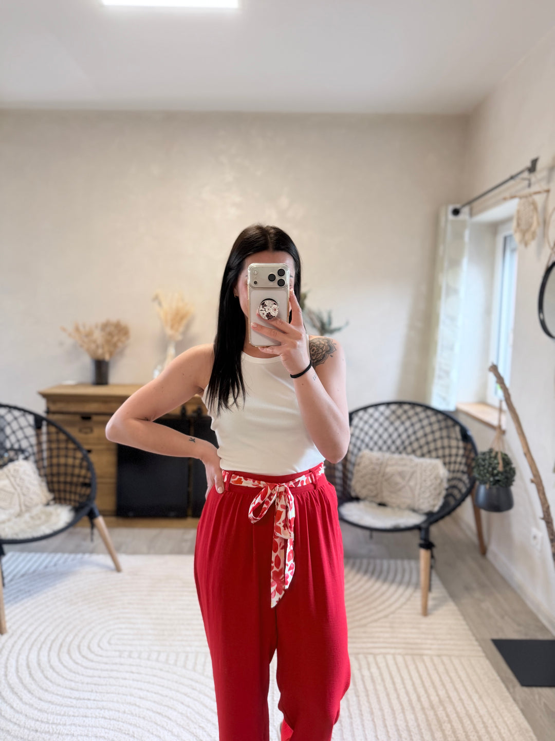 Pantalon Wilma rouge CURVY