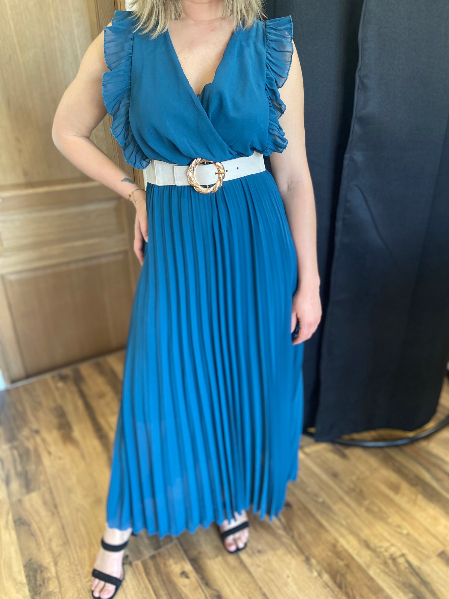 Robe longue Bérénice bleu canard