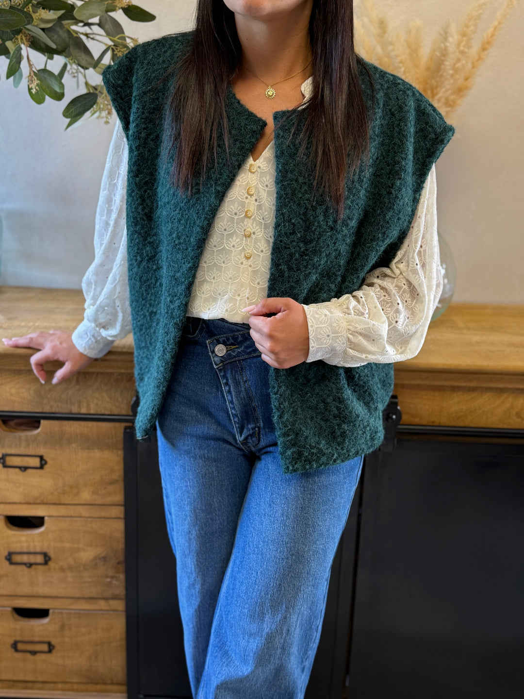 Gilet sans manches vert émeraude
