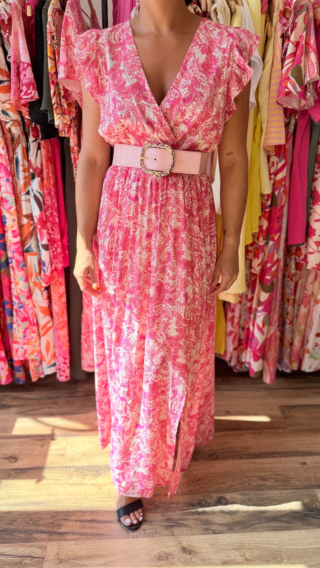 Robe longue Roman CURVY rose