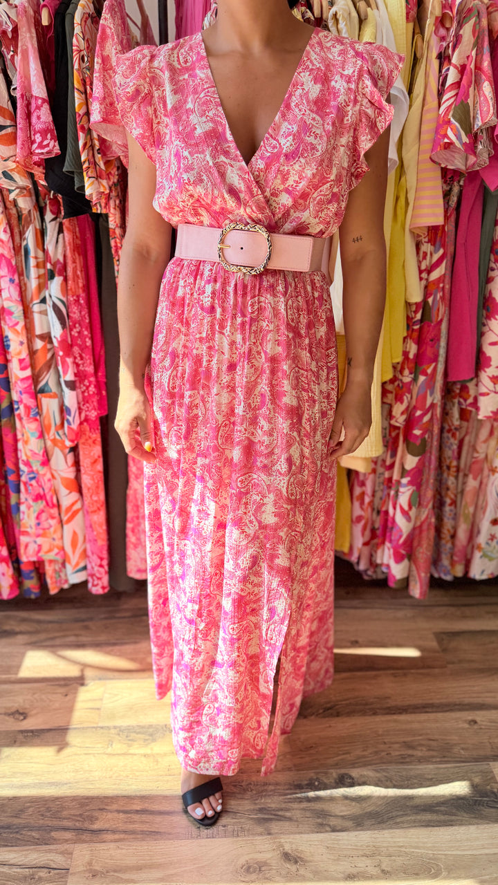 Robe longue Roman CURVY rose