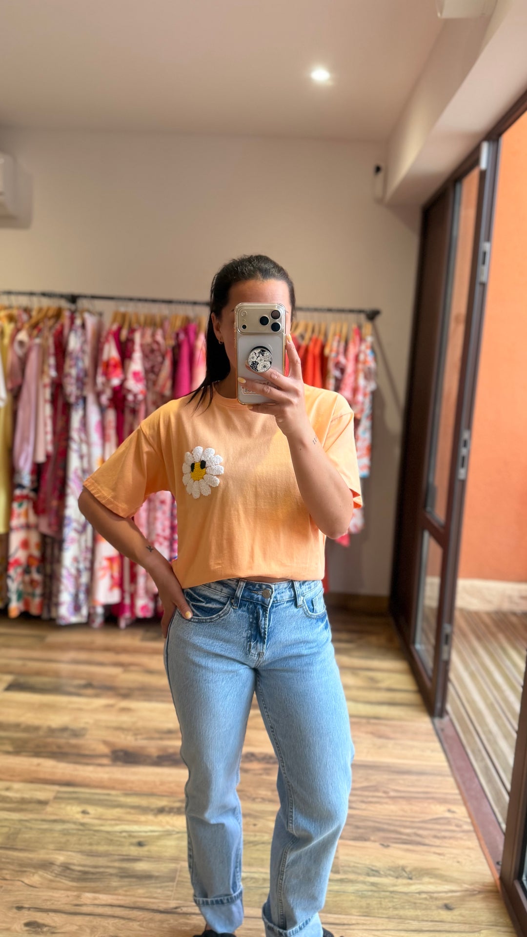 Teeshirt fleur orange