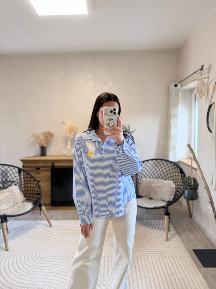 Chemise rayée saint tropez bleu