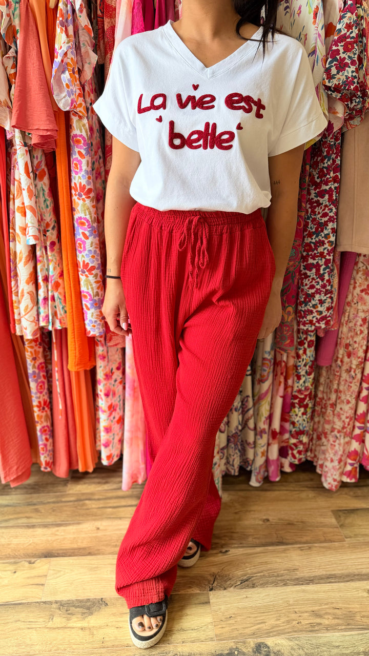 Teeshirt la vie est belle rouge