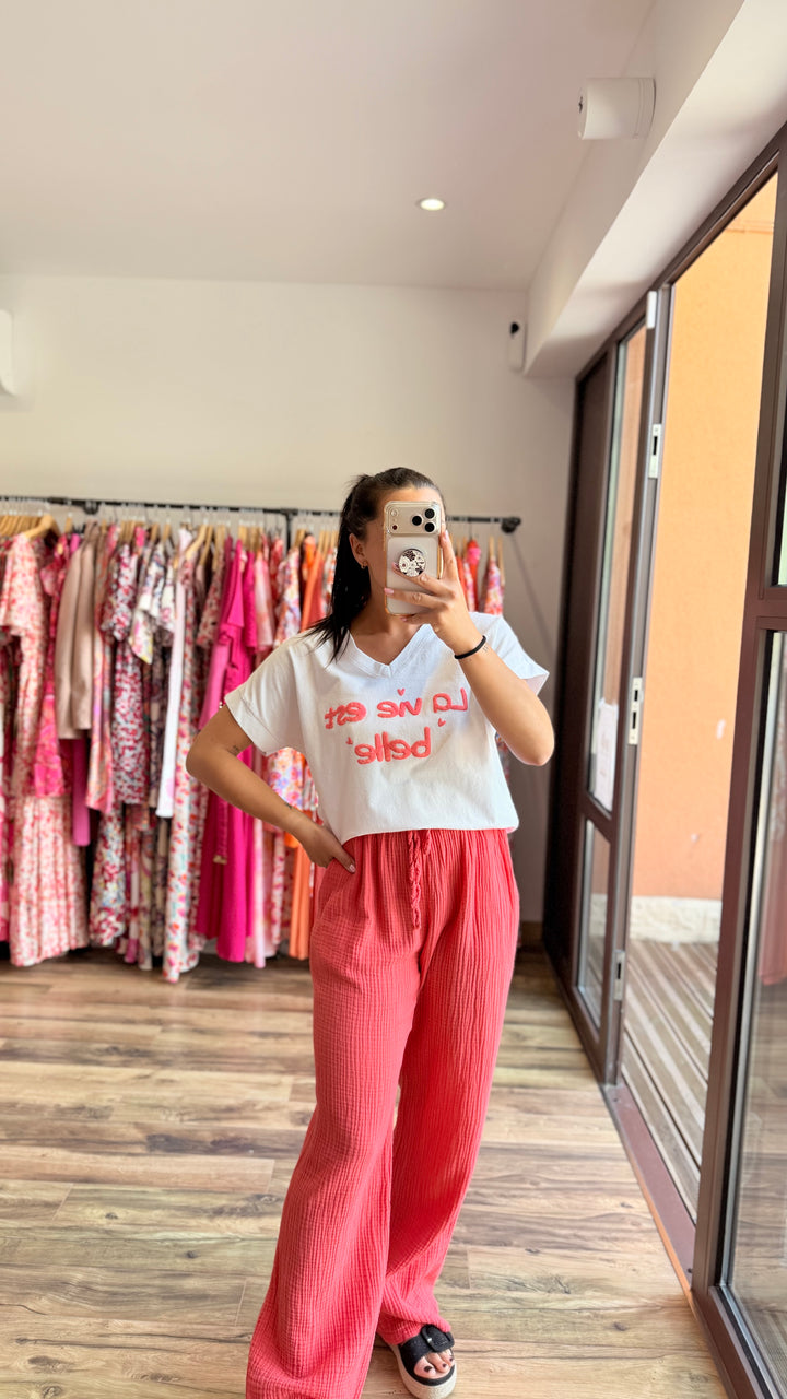 Teeshirt la vie est belle corail