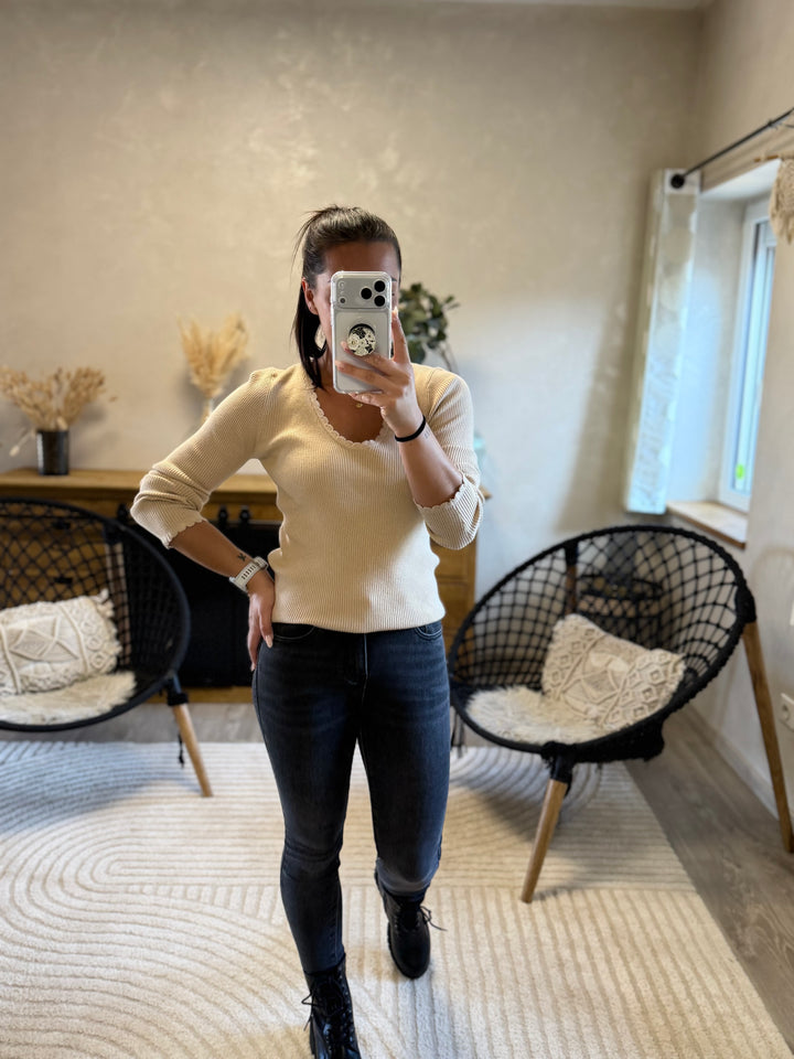 Pull fin Aragone beige