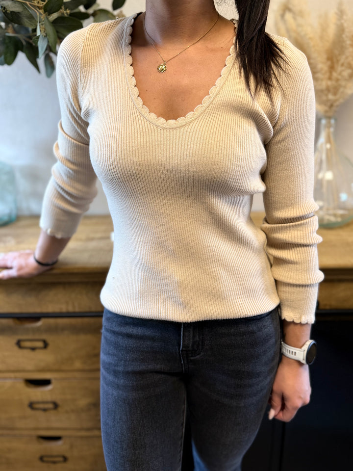 Pull fin Aragone beige