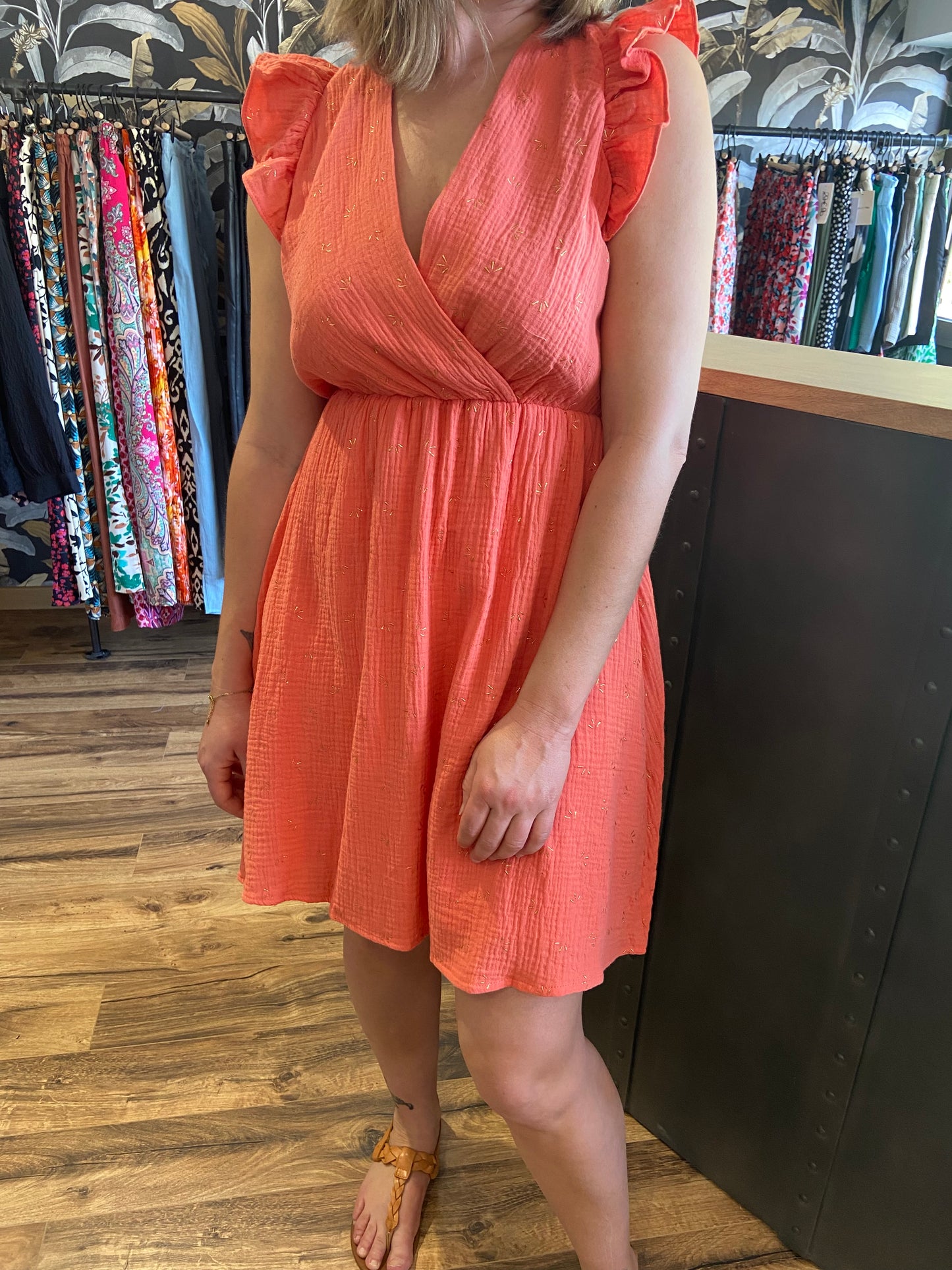 Robe courte Polin corail