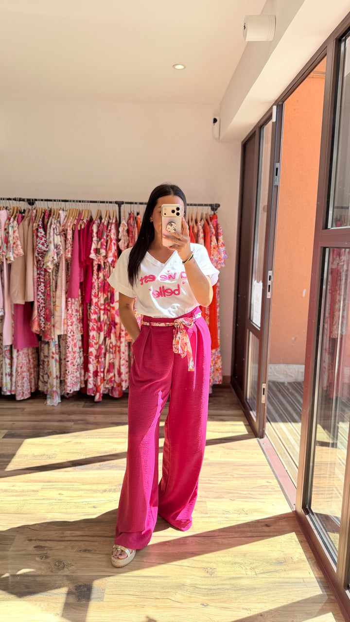 Teeshirt la vie est belle fushia