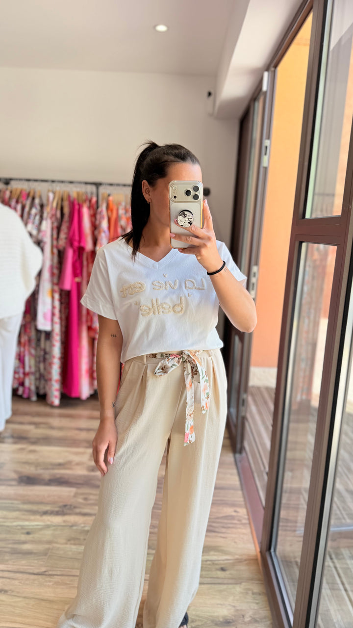 Teeshirt la vie est belle beige