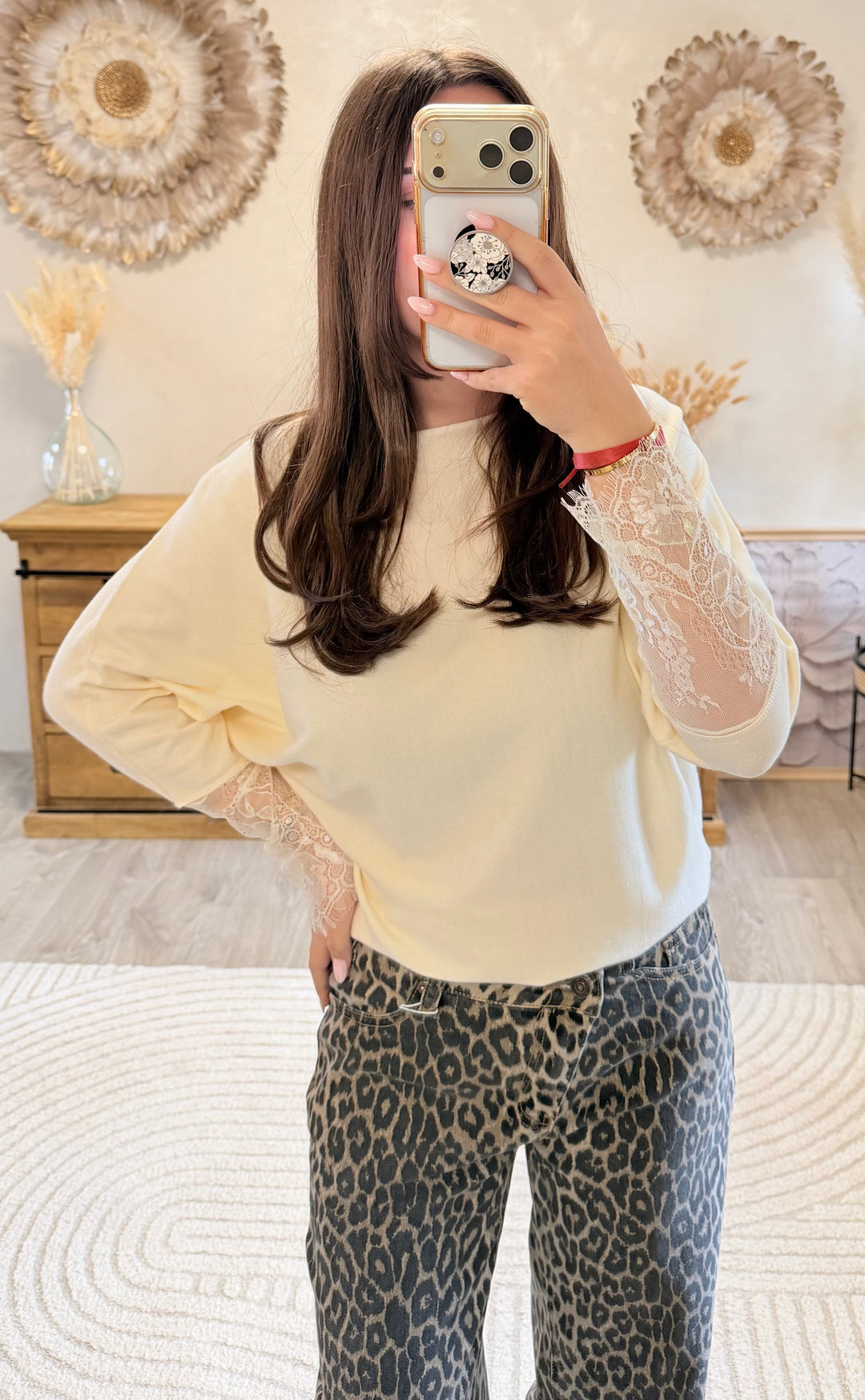Pull fin May beige