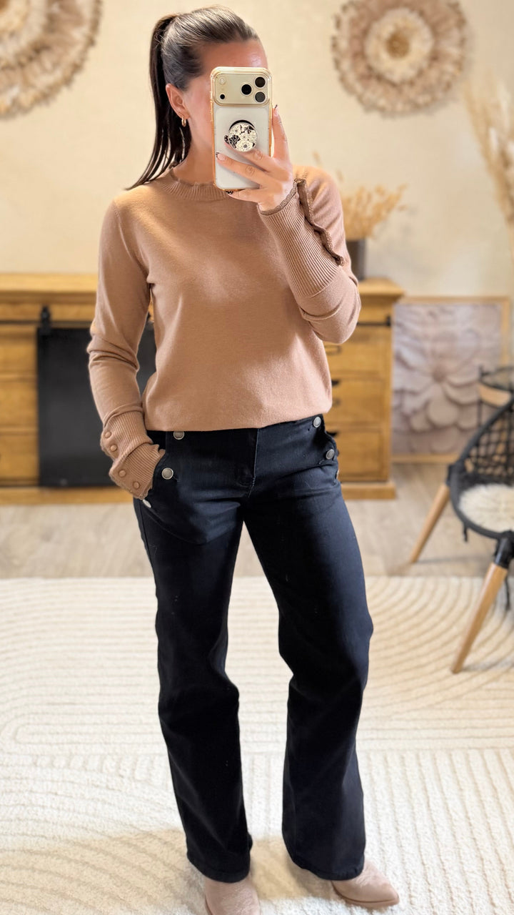 Pull fin Damon marron