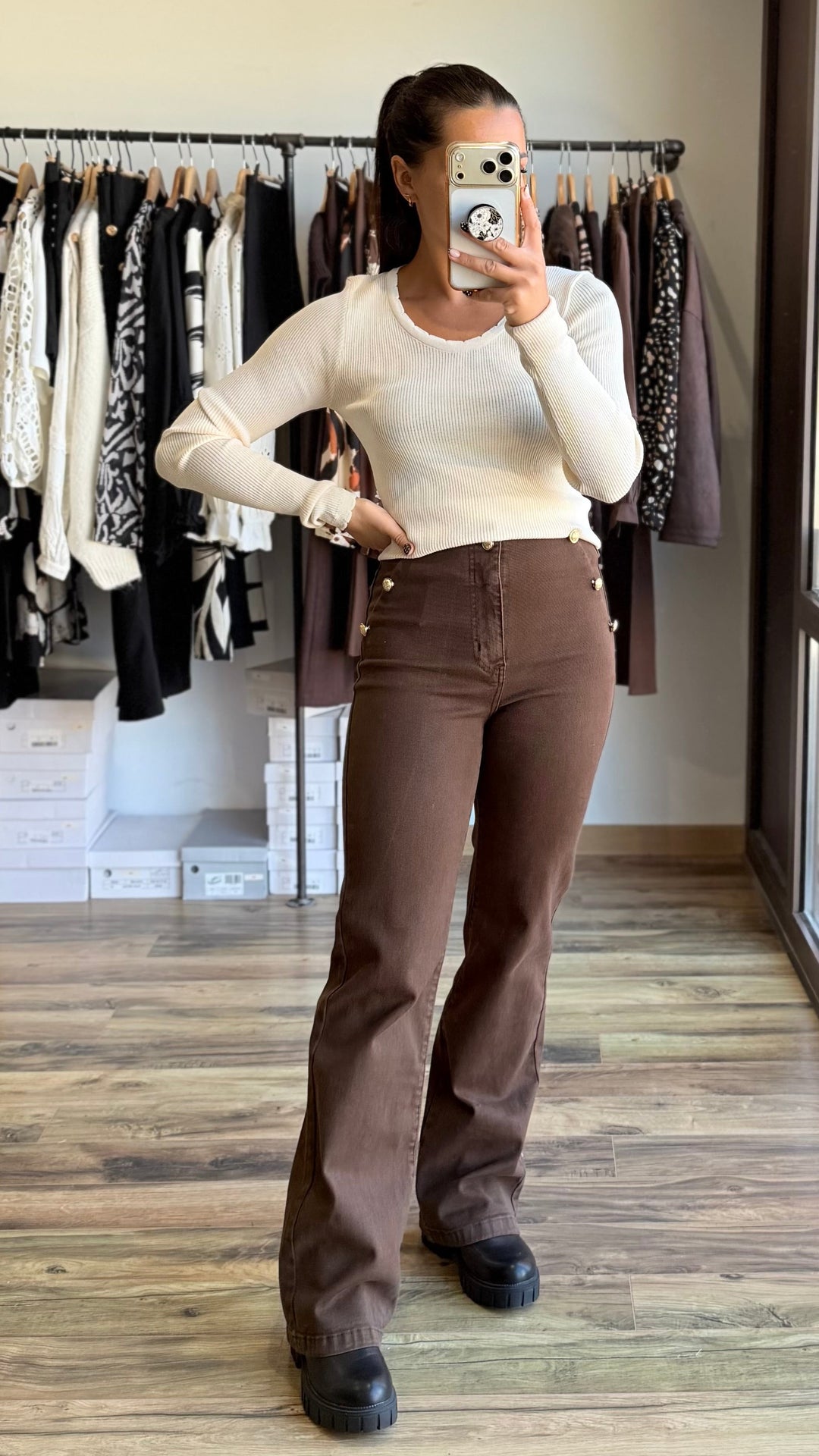 Pull fin Salomon beige