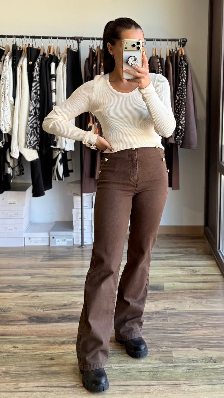 Pull fin Salomon beige