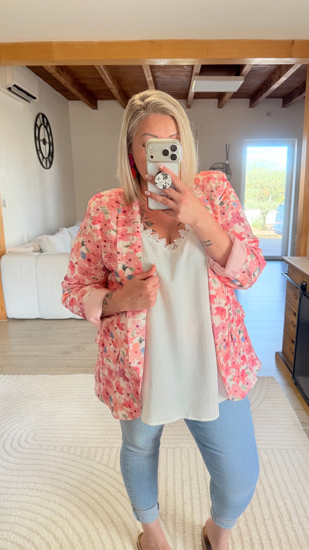 Blazer fleuri rose TU 48/52