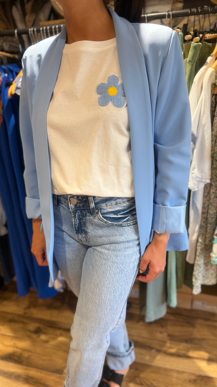 Teeshirt fleur blanc / bleu