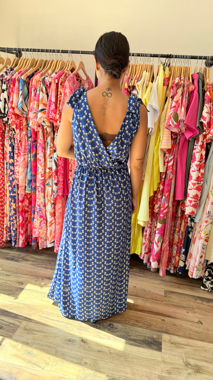 Robe longue Mahé CURVY bleu