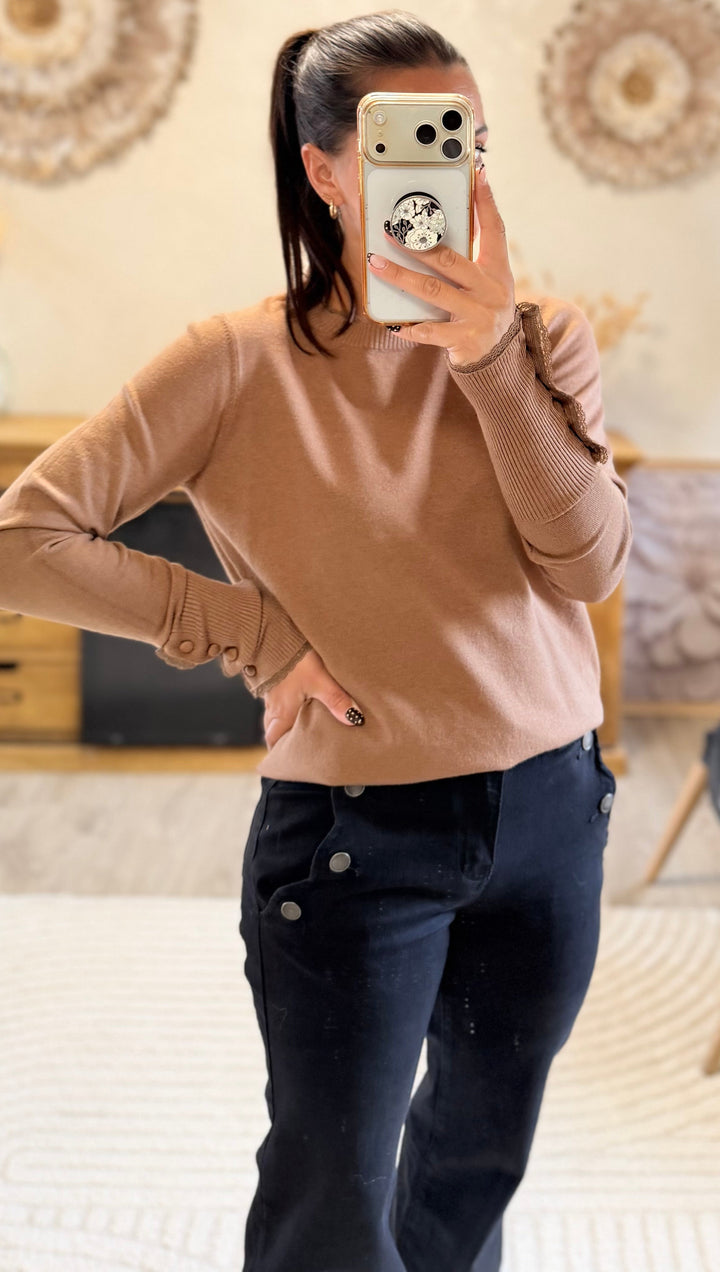 Pull fin Damon marron