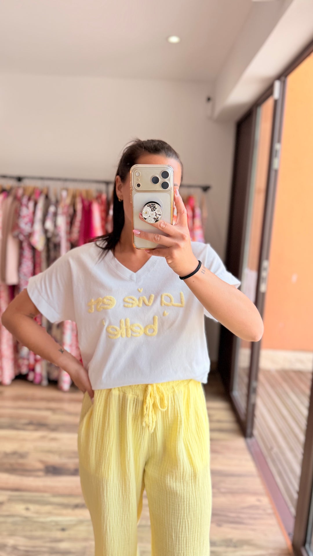 Teeshirt la vie est belle jaune