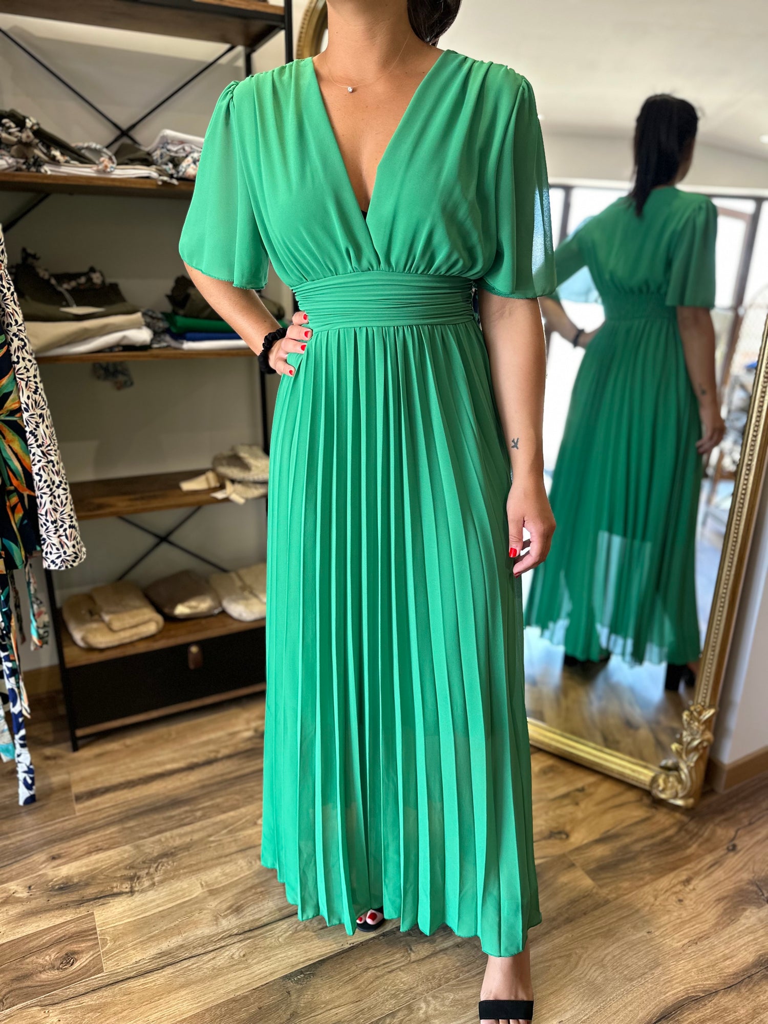 Robe longue Aglaé verte