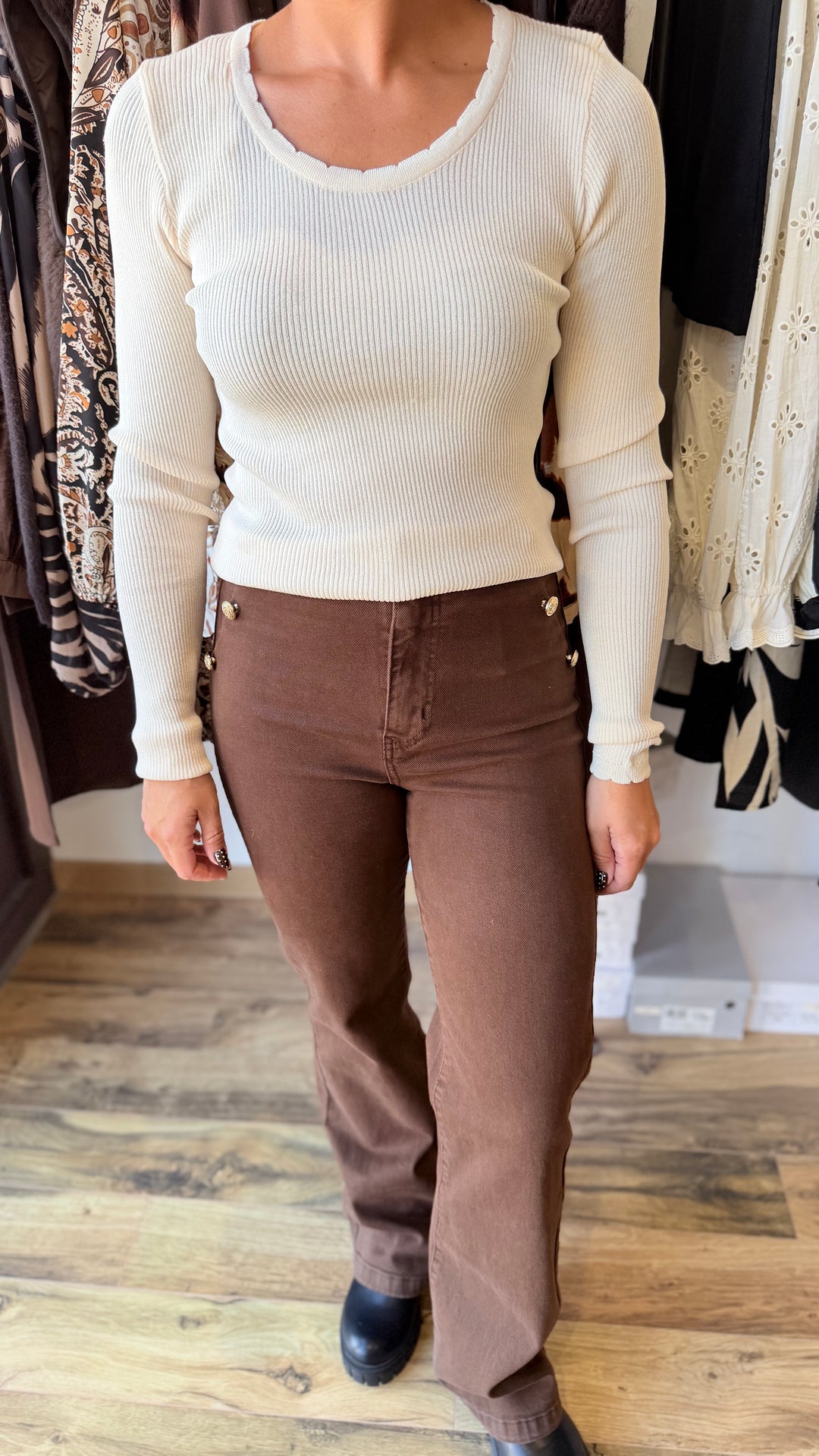 Pull fin Salomon beige