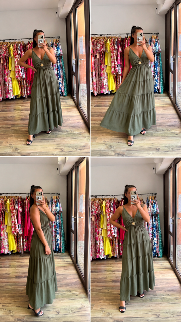 Robe longue Soleil Kaki