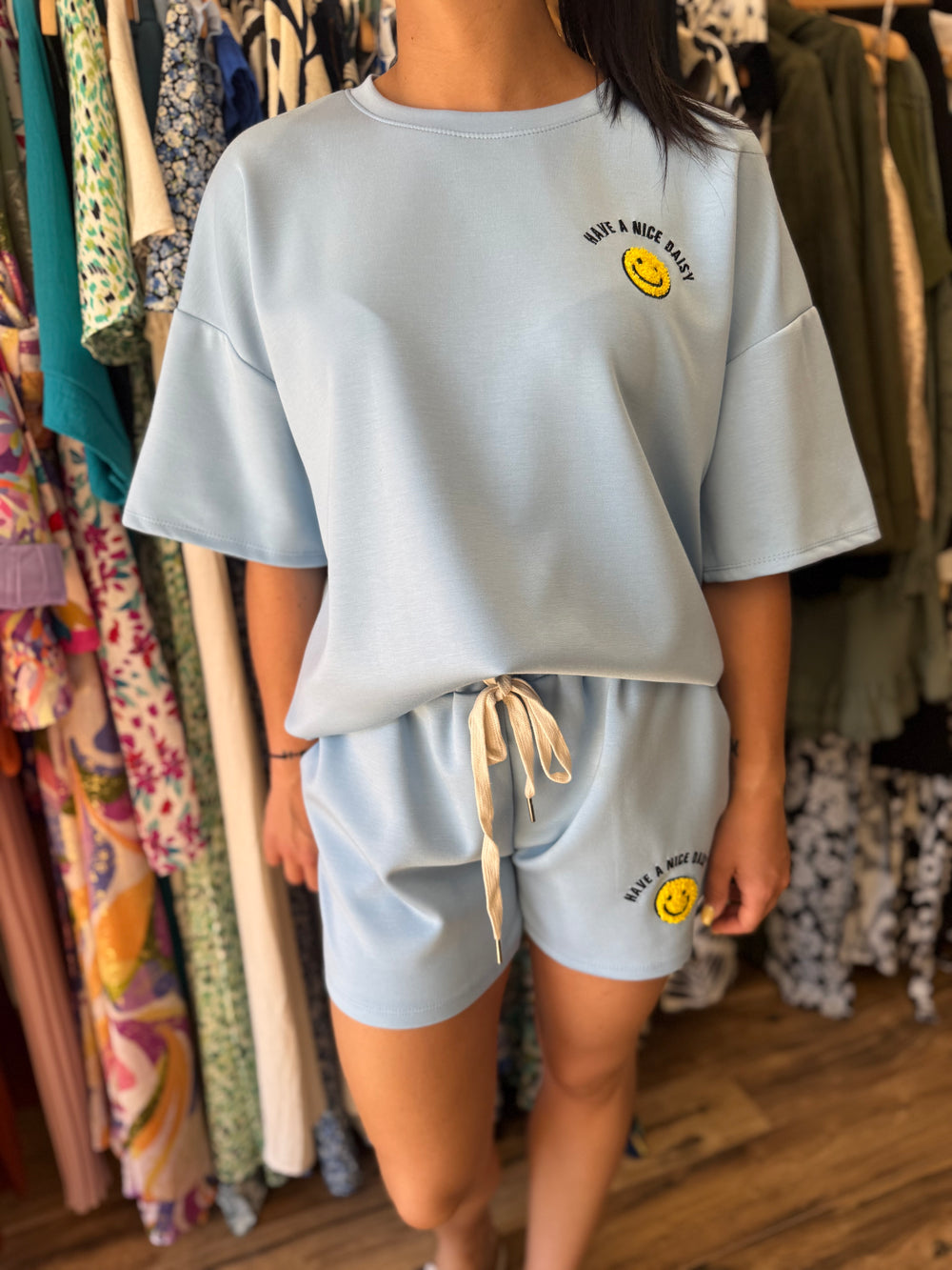 Ensemble smiley bleu