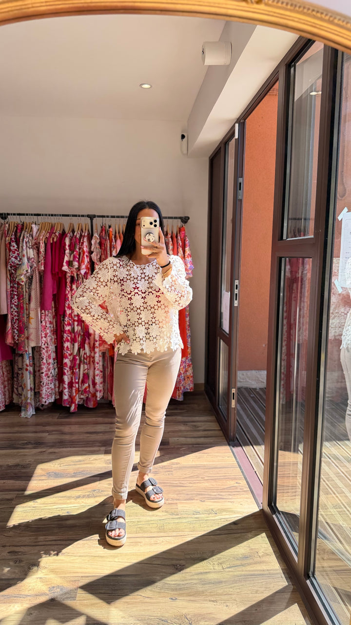 Top Lovelys crochet beige