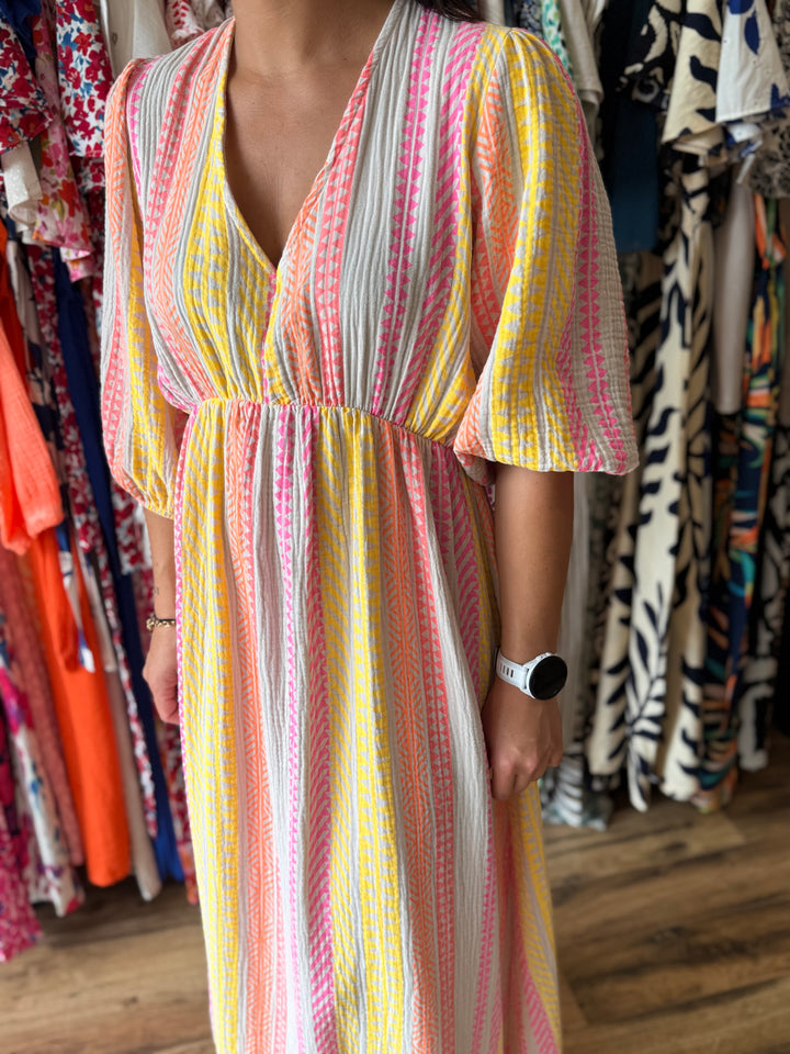 Robe longue Miranda (fond beige)