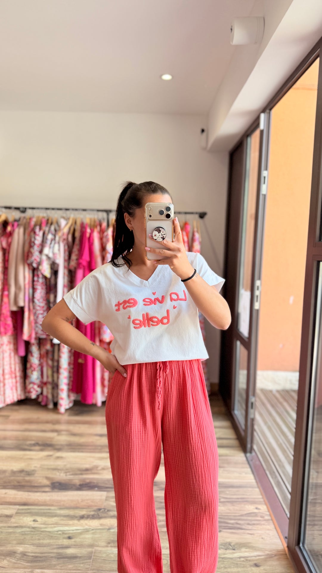 Teeshirt la vie est belle corail