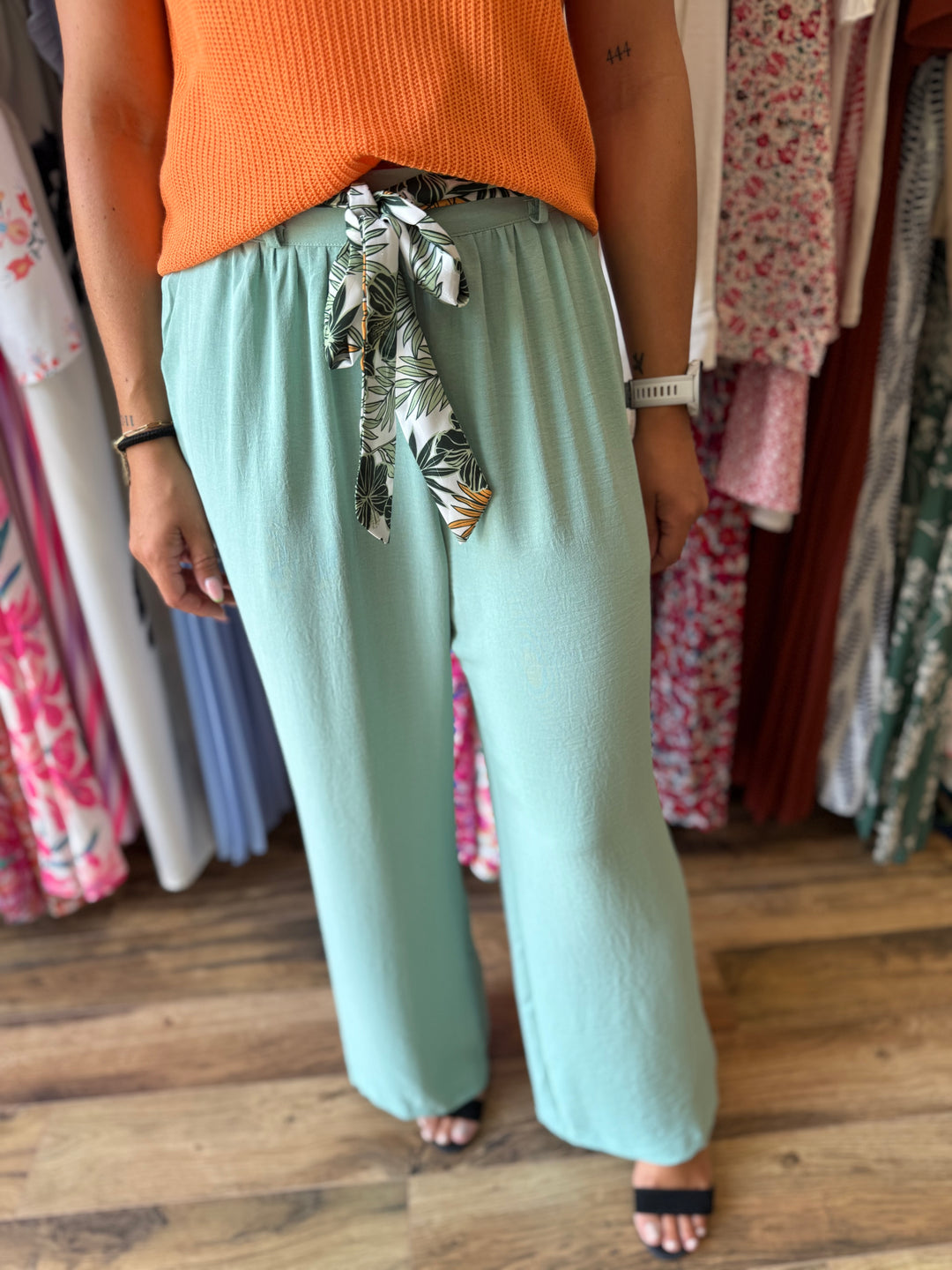 Pantalon Wilma vert d’eau CURVY