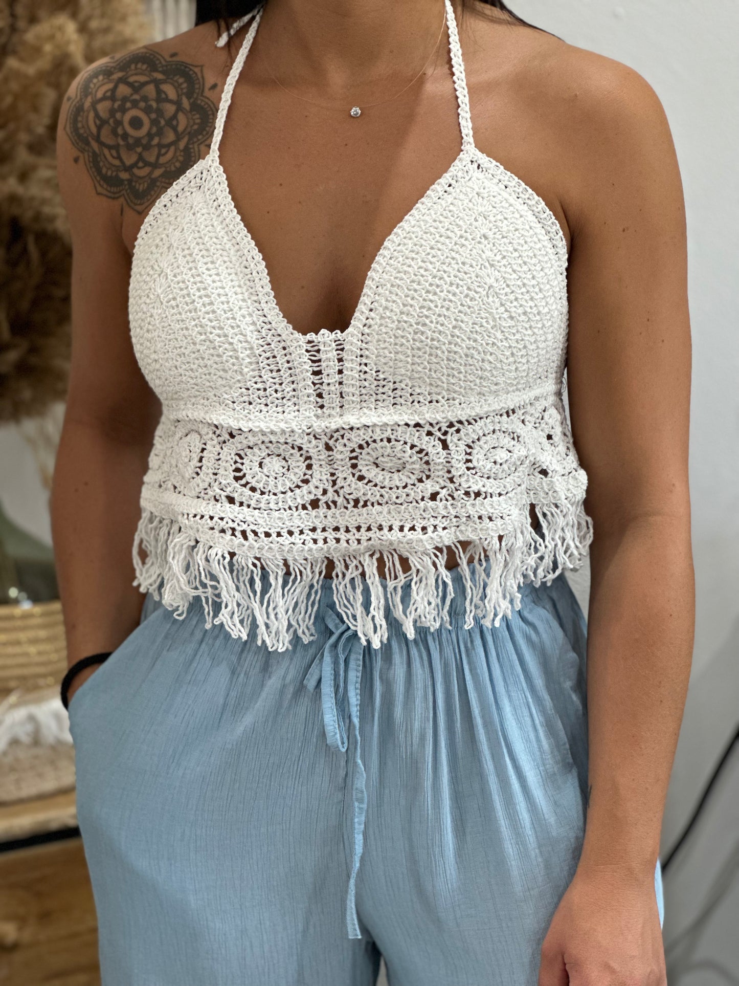 Top crochet Silah blanc