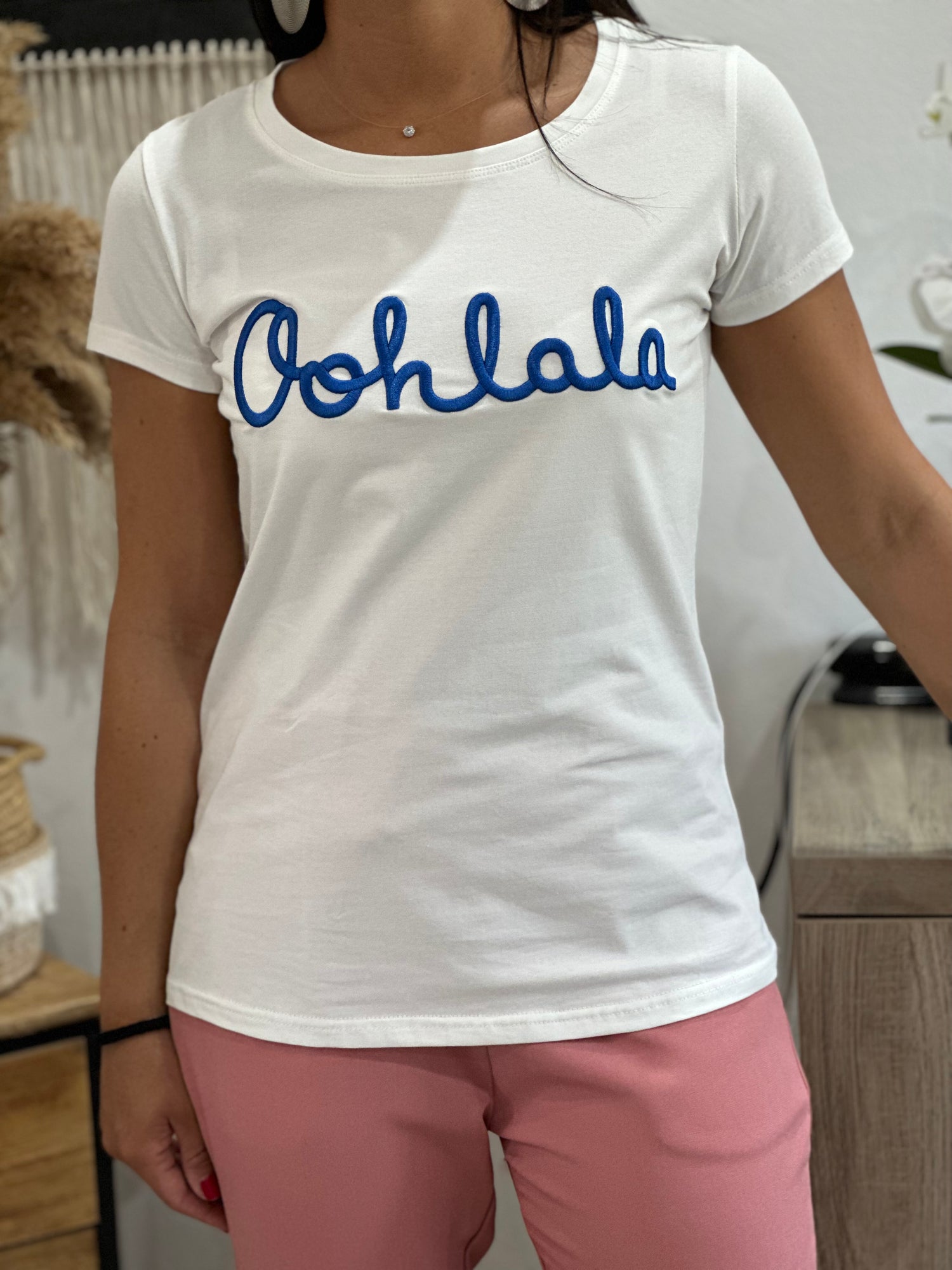 Teeshirt ohlala blanc et bleu