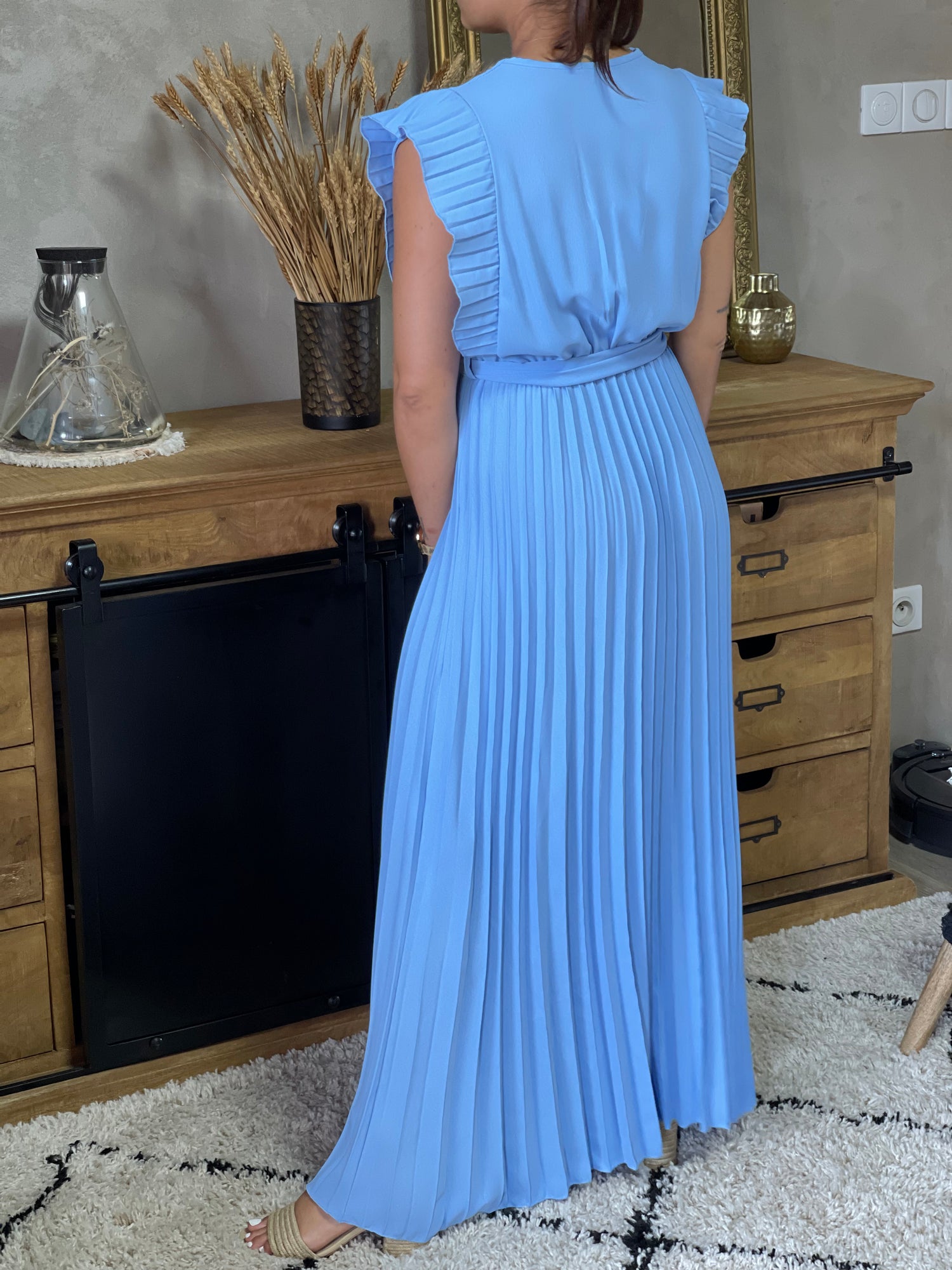 Robe longue plissée ELISA (plusieurs coloris)