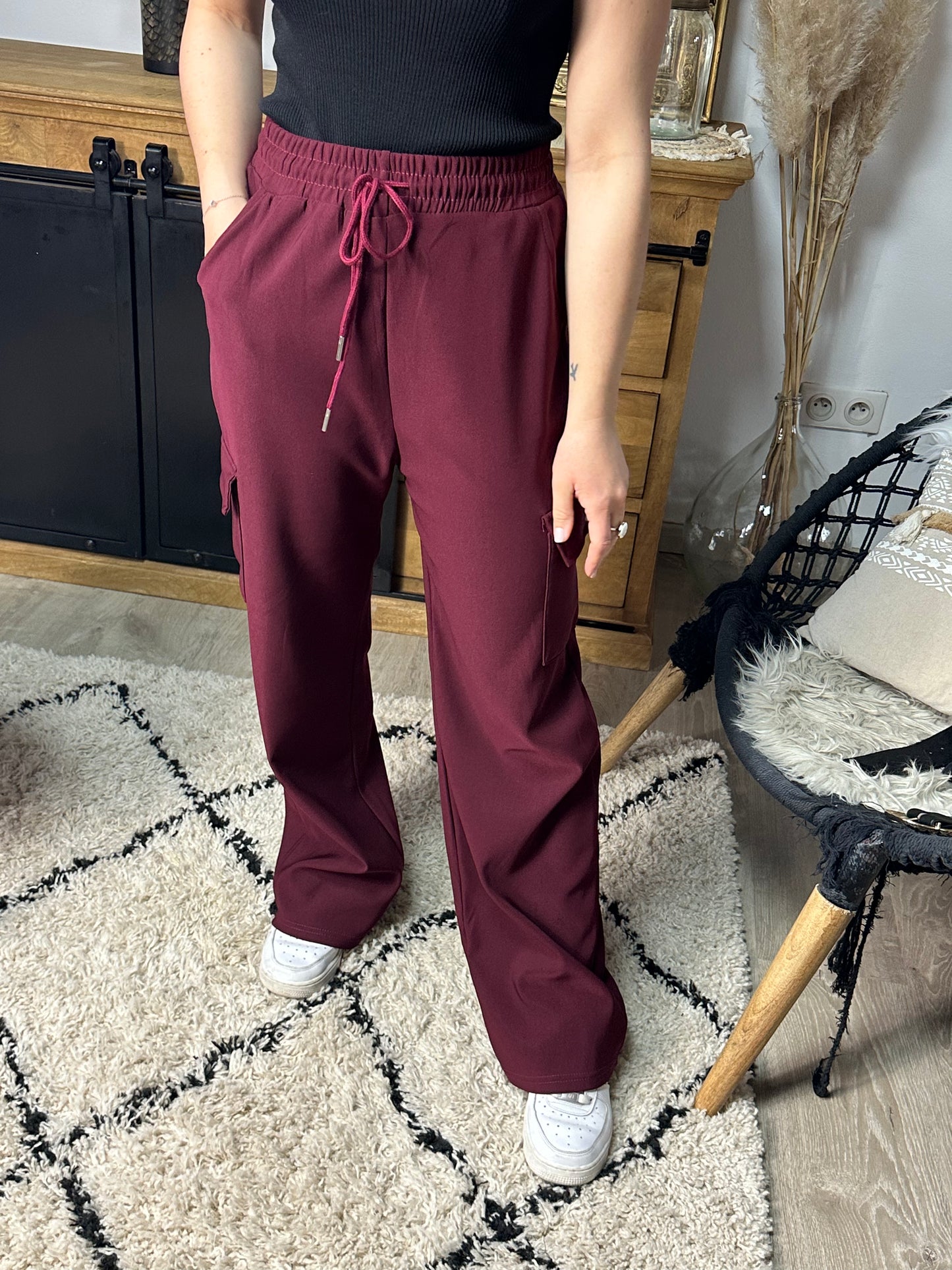 pantalon cargo bordeaux