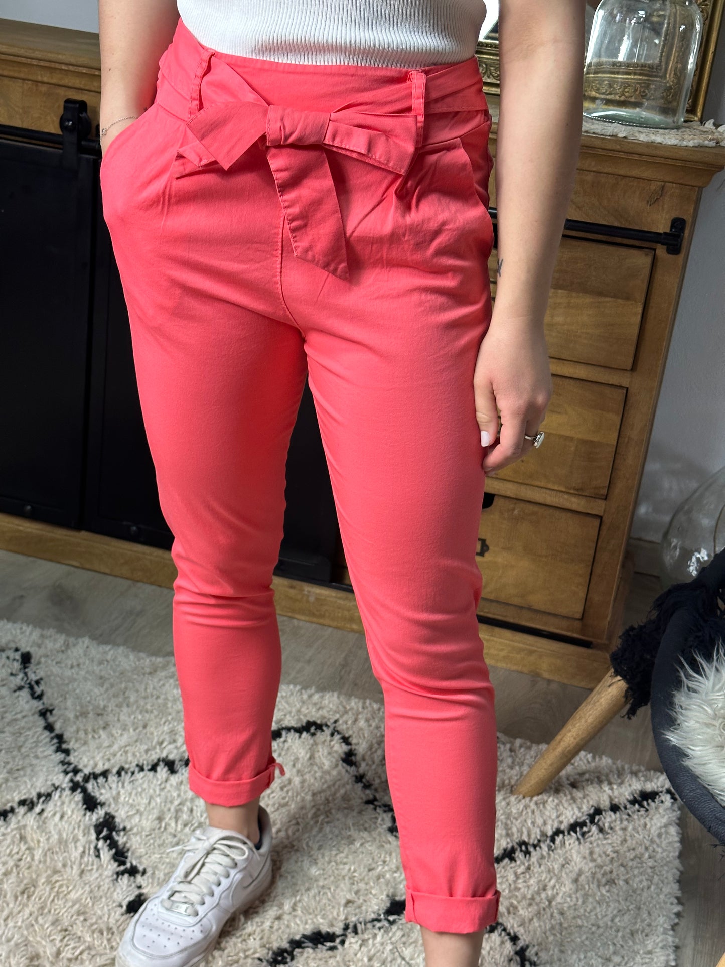 Pantalon hug corail